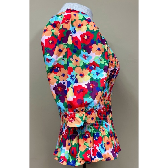 SHEIN Shirred Puffy Short Sleeve Floral Top Size XL - Picture 7 of 9